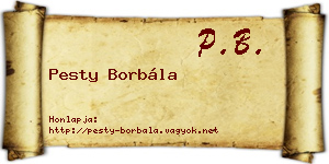 Pesty Borbála névjegykártya